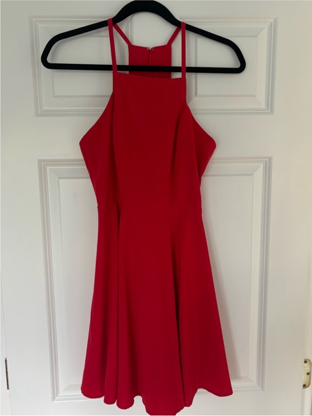 Lulu's Red High-Neck Fit & Flare Romper Dress